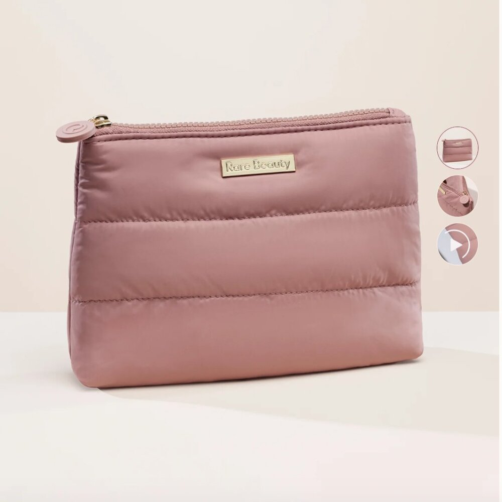 NWT Rare Beauty by Selena Gomez Puffy Makeup Bag in Mauve